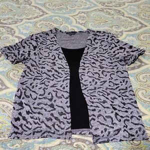 Gray and Black Animal Print Cardigan